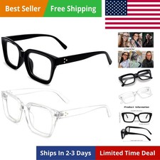 Classic Non-prescription Clear Lens Eyeglasses for Women Thick Square Frame E...