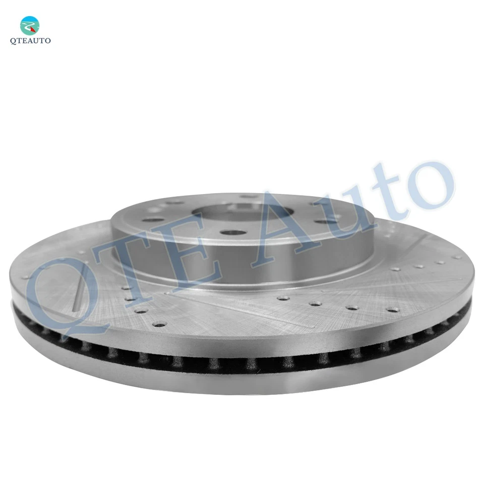 Front 330mm-Rear 345mm Drilled Brake Rotors For 2015-2020 Cadillac Escalade ESV - Image 3 of 4