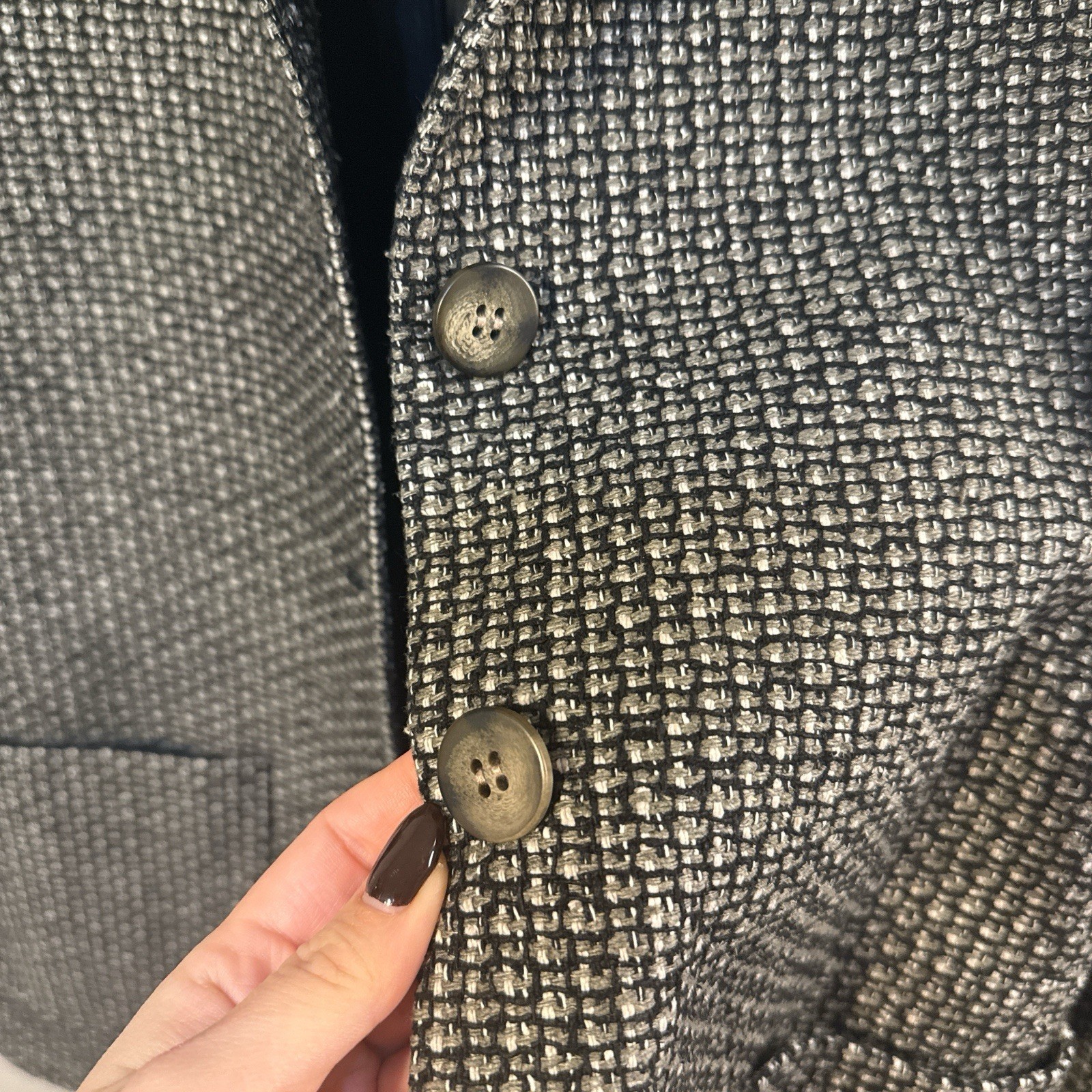 Ann May Checked Button Front Collared Blazer Jack… - image 3