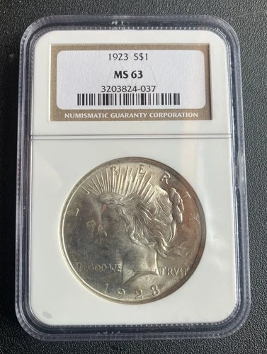 1923-P Peace Dollar NGC MS63 ***RARE ORIGINAL COIN*** 90 % Silver