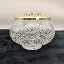 Large Crystal Rose Bowl Vase With Metal Frog Arranger 20cm Width Diamond & Fan