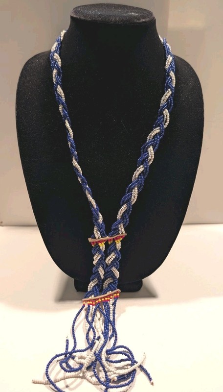 Beaded Necklace FRINGED BRAIDED ROPES Tribal 40" Length