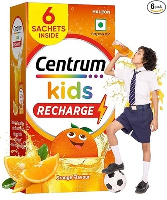 Centrum Kids Recharge Orange Drink Mix 6 Sachets No Added Sugar Fizzy