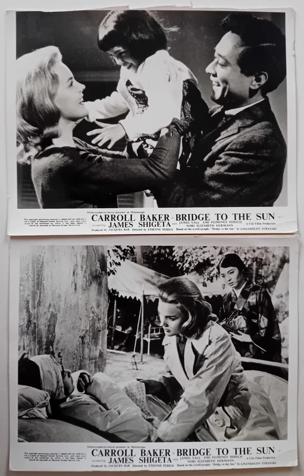 LOT OF 2 ORIGINAL LOBBY CARDS BRIDGE TO THE SUN Carroll Baker 1961 Drama - Image 1 of 1