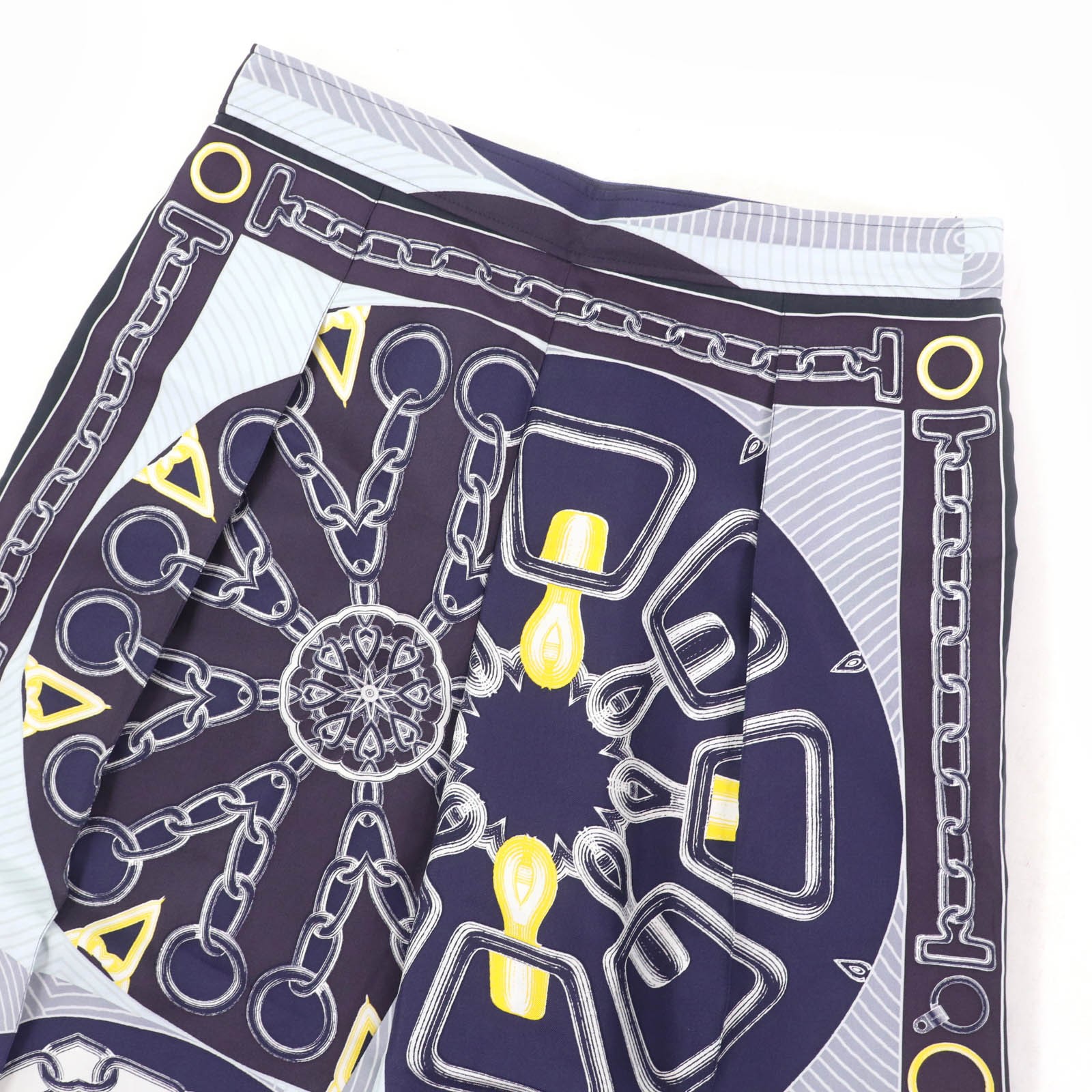 HERMES Cropped pants Kaleidoscope Effect Navy silk Women 40 thumbnail 3