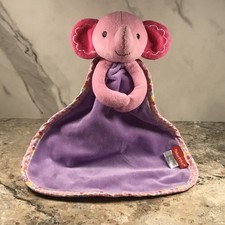 FISHER PRICE PINK PURPLE ELEPHANT LOVEY SECURITY BLANKET RATTLE PLUSH CIRCA 2015