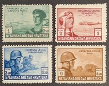 Chorwacja (oś niemiecka) 1943, zestaw 4x znaczków Mh