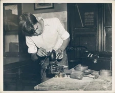 1930 Photos Young Man Worker Equipment Tools Table 7x9