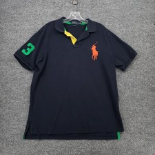 Polo Ralph Lauren Shirt Mens XL Navy Blue Custom Fit Big Pony Short Sleeve Golf