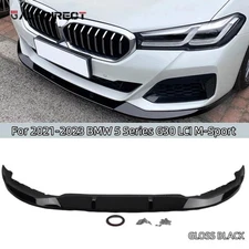 Front Bumper Spoiler Lip For BMW 5 Series G30 540i M Sport M550i 21-23 Gloss Blk