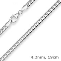 4,2Mm Armband Panzerkette Oval Silberarmband Armschmuck Aus 925 Silber 19Cm