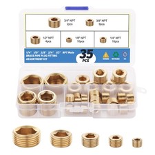 Ailbiuko 35Pcs Brass Pipe Plug Fitting 1/8", 1/4", 3/8", 1/2", 3/4", 