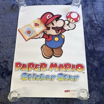 RARE large Paper Mario Sticker Star Promo Poster 2012 GameStop 24X18 Display 3DS