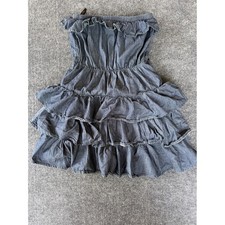 BBJ Los Angeles Blue Chambray Strapless Tiered Ruffle Mini Dress Medium