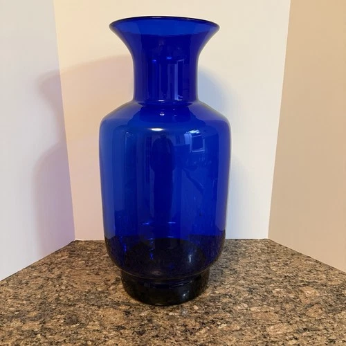 Vintage Blenko Glass Monumental Floor Vase #7048 JOEL MYERS Cobalt Sapphire Blue