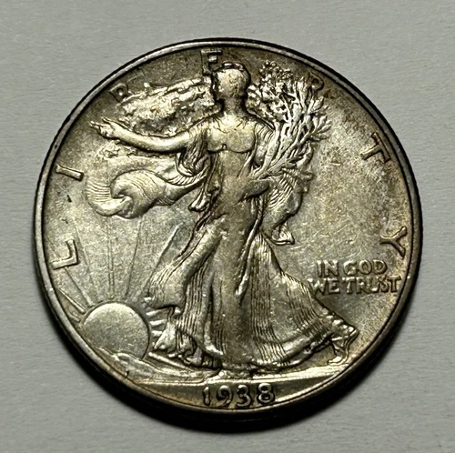 1938 D WALKING LIBERTY HALF DOLLAR XF