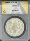 1927 D Peace Silver Dollar ANACS AU-58