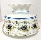 VTG Quoizel Abigail Adams 6”  Blue Floral Milk Glass Lamp Shade Fitter Ruffled