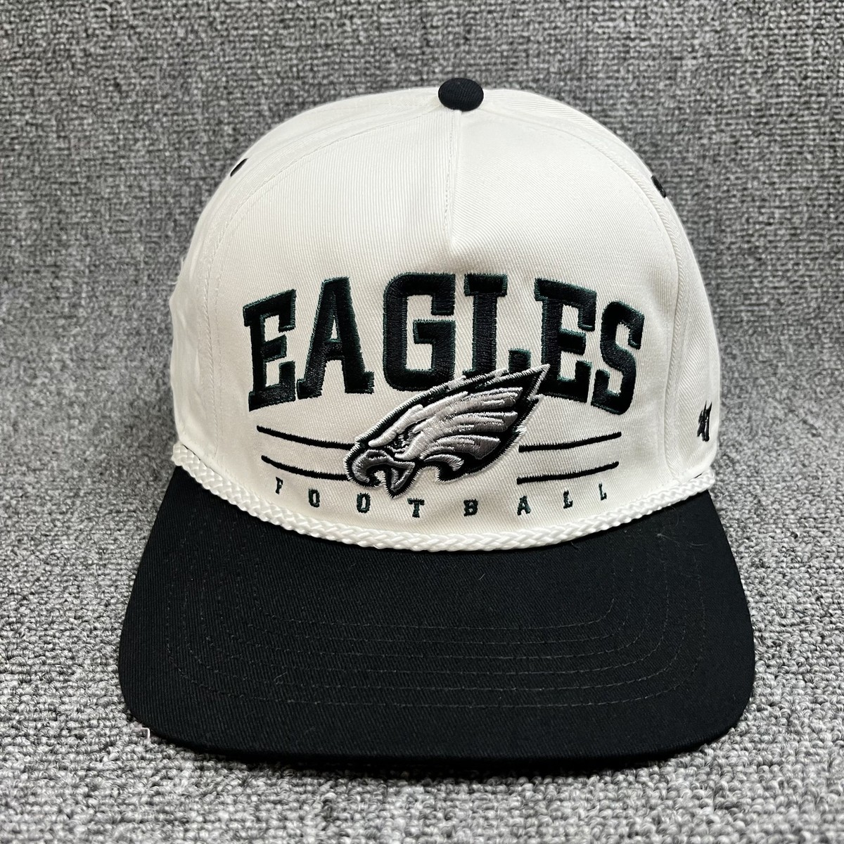 '47 Brand Philadelphia Eagles Football White Black Rope Snapback Hat