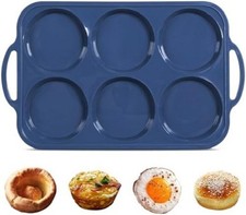 10Cm Giant Silicone Yorkshire Pudding Tray with Metal Handles,6 Cup Non Stick Ju