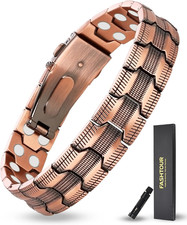 Copper Bracelet for Men, 2X Strength 99.99 Pure Copper Magnetic Bracelet with
