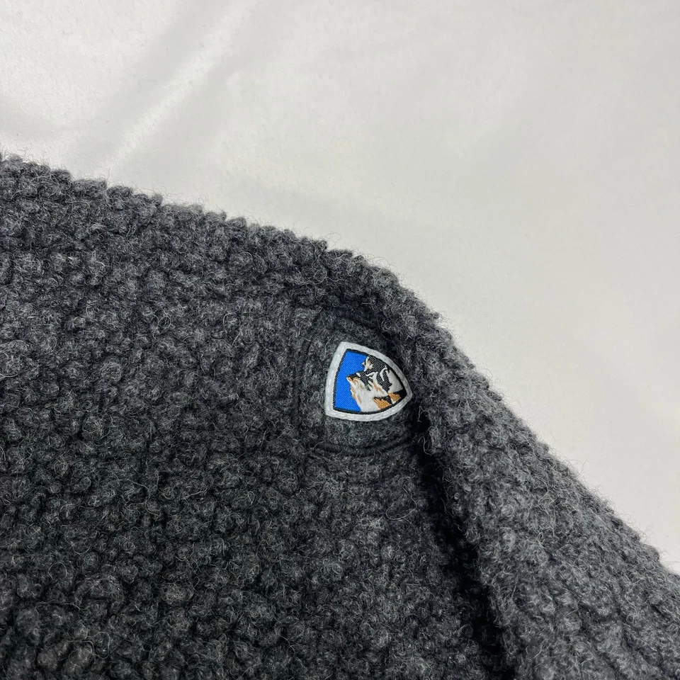 Kuhl Projekt Mens Large Gray Deep Pile Full Zip Fleece Coat Jacket Wool Blend - Image 4 of 4