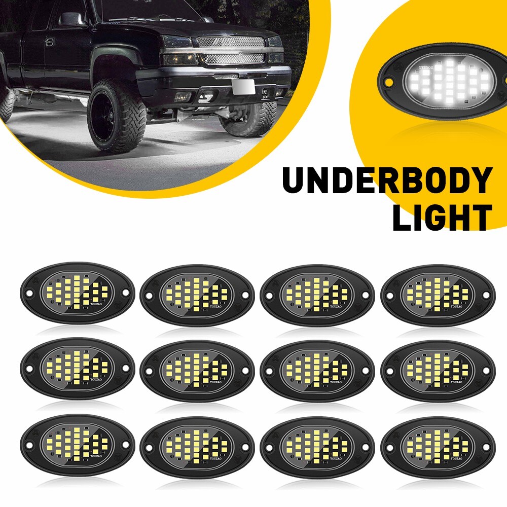 12x White LED Rock Lights Underbody For Jeep Offroad Truck ATV UTV SUV 4X4 Car I