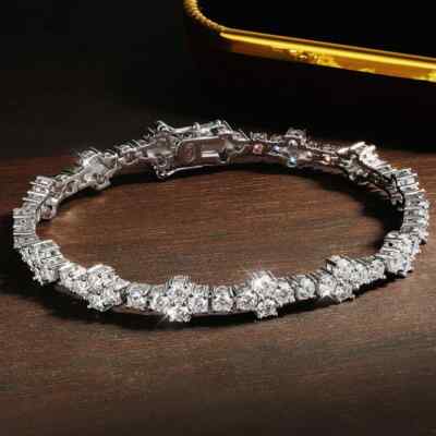 7 Ct Round Cut Simulated Diamond Tennis Bracelet 925 Sterling Silver Women Gift