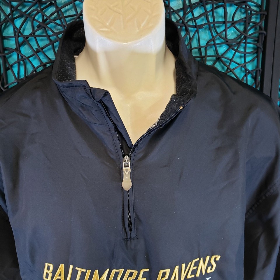 REEBOK ON FIELD EQUIPMENT RAVENS NFL MENS 1/4 ZIP PULLOVER JACKET SZ. M