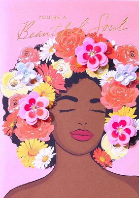 Papyrus 3D Floral Afrocentric Beautiful Soul Blank Greeting Card Cathy Williams