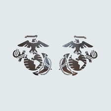 Chrome Set of 2 USMC Marine Corps Eagle Globe Anchor EGA Vinyl Decal Sticker