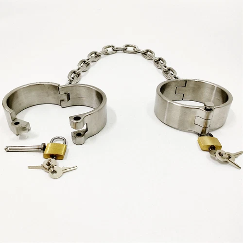 HOT Stainless Steel Heavy Duty Collar Handcuffs Ankle Cuffs Detachable Restraint - Picture 13 of 16