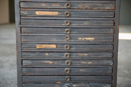 Antique Apothecary typeset Cabinet Letterpress wood drawer vintage jewelry box - Picture 9 of 16