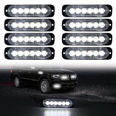 LED Emergency Strobe Lights Bar 8x White 6 LED Strobe Warning Emergency Flash...
