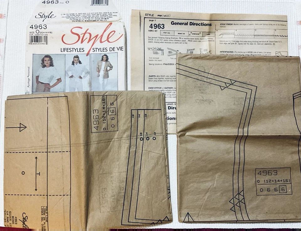 Style 4963 ©1986 Misses Unlined Jacket, Skirt, Trousers, Top Women's Sz 12-14-16 - Image 4 of 4