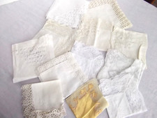 vtg lot 12 antique hanky lace cut out tatted Brussels point de gaze Wedding