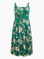 Torrid Midi Dress Tiered Green Floral NWT New 00X