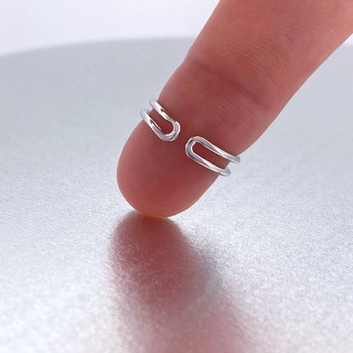 Sterling Silver Toe Ring for Woman Double Band Adjustable Midi Pinky USA - Picture 3 of 5