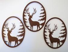 Reindeer Deer Christmas Winter Intricate Die Cut 3 pc Cardstock Embellishment