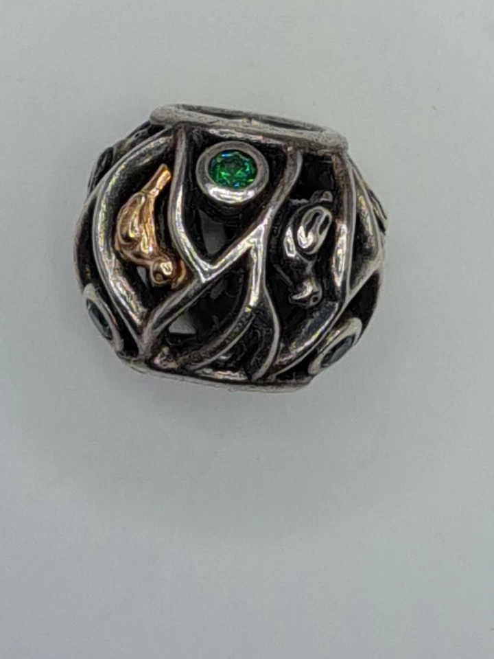 Berloque PANDORA S 925 ALE STER PRATA OURO 14K PÁSSAROS DE UMA PENA  - Imagem 3 de 3