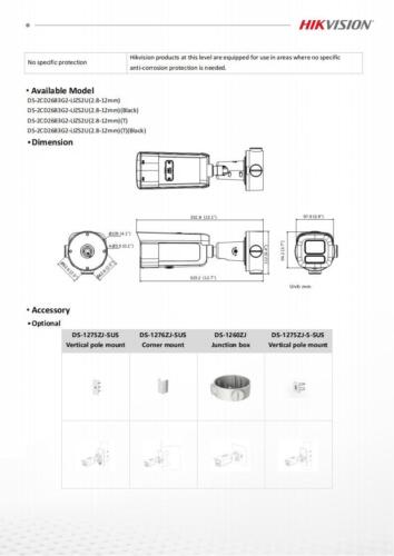 Hikvision 8MP Bullet IP Camera 4K Motorized Varifocal lens DS-2CD2683G2-LIZS2U - Picture 7 of 7