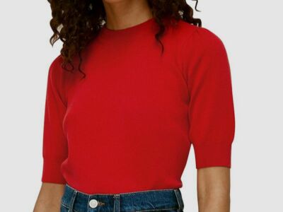 women's red crew neck t shirt