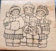 JRL Design Merry Christmas Cute Adorable Craft Wood Mounted Rubber Stamp 4"x4.5"