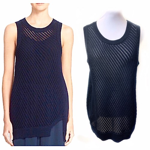 Vince Large Blue Open Knit Sweater 