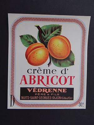 Altes Etikett CREME D'ABRICOT VEDRENNE Nuits Saint Georges französisch