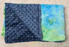 Boritar Blue Green Tue Dye Metallic Stars Minky Dot Baby Blanket 30 X 38