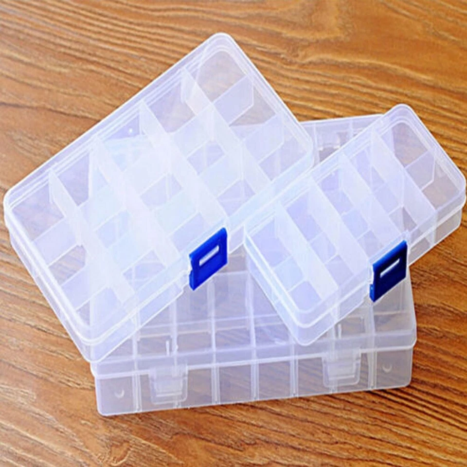2/3Pcs Plastic Jewelry Box Beads Storage Container Adjustable Earrings Organizer - Image 2 of 4