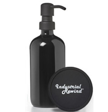 Black Glass Soap Dispenser with Black Soap Pump - 16oz Boston Round bottle