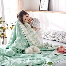 6-Layer Gauze 100 Cotton Muslin Blanket Sunflower King Size Bed Blanket Ligh...