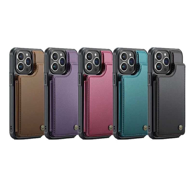 Slim Leather Case Flip Card Back Cover for iPhone 16e/15/14/13/12/11 XR SE SE 8 - Image 2 of 4